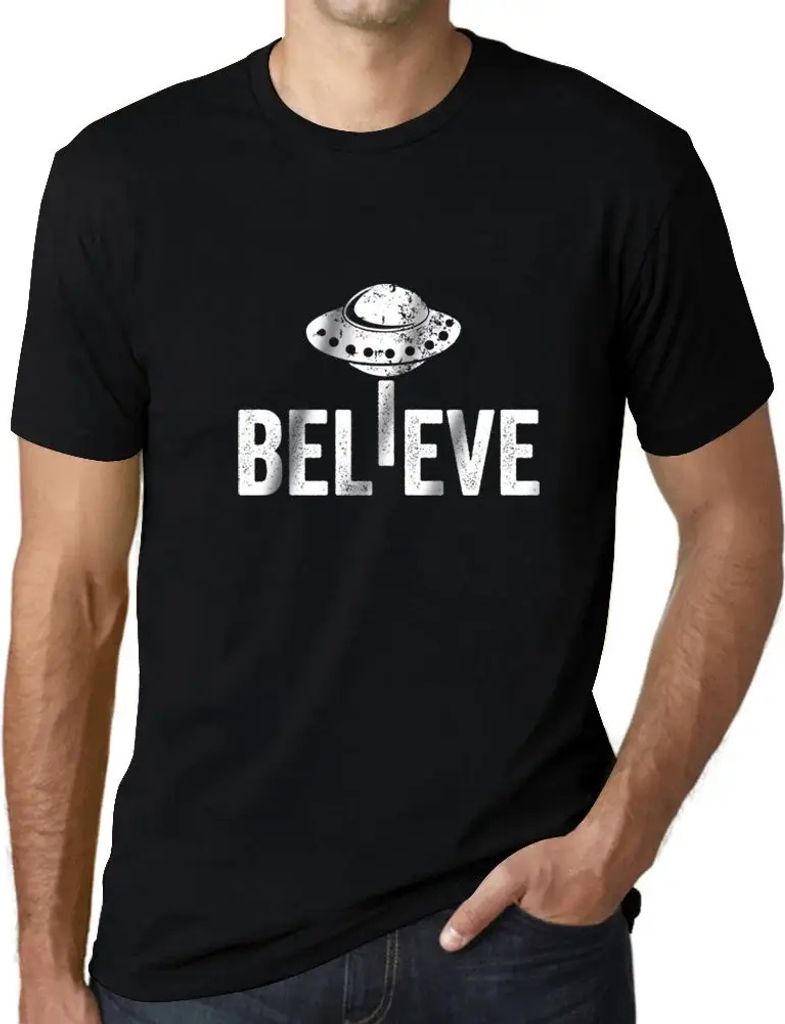 Herren Grafik T-Shirt Glaube ufo alien lustig – Believe Ufo Alien Funny – Öko-Verantwortlich Vintage Jahrgang Kurzarm Lustige Druck Geburtstag