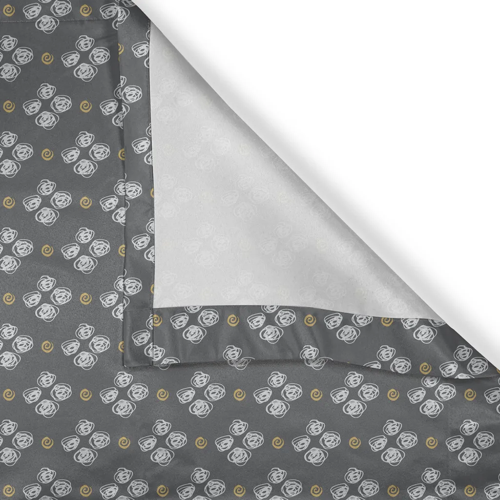 ABAKUHAUS Tenda con occhielli per asilo nido, Ornamental Scribble Spots Stile disegnato a mano Little Spots Spirali Riepilogo, Tende decorative a 2 pannelli per finestre, 280 cm x 175 cm, Grigio Bianco senape - 2