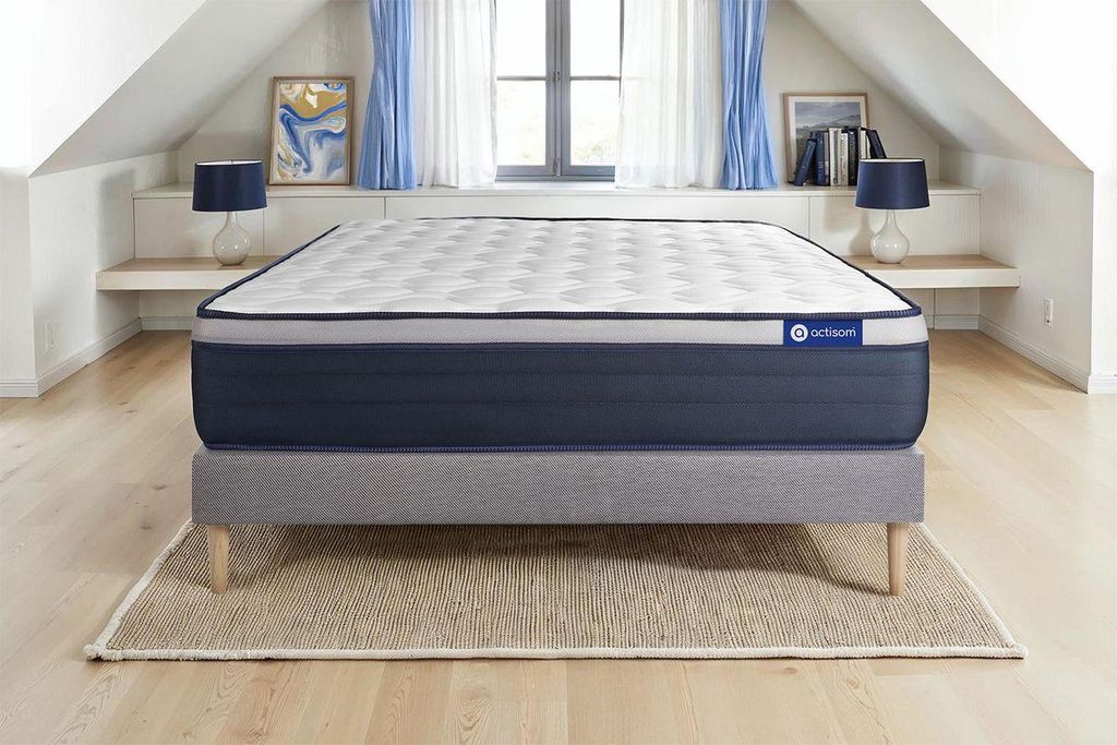 Actilatex max matratze 90x200cm + Bettgestell mit lattenrost - Dicke : 26cm - Latex und Memory-Schaum - H4