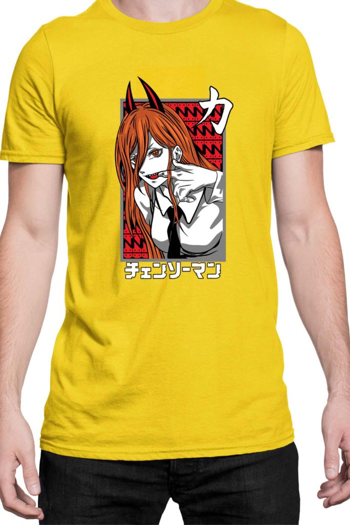 Herren T-Shirt Manga Japan Anime Comics Animation Chainsaw Anime manga Man 07, Man M / Gelb
