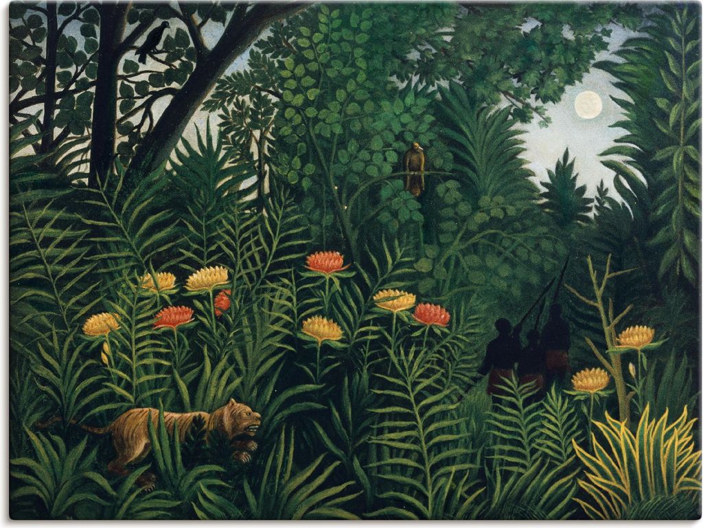 ARTland Leinwandbild Urwald mit Tiger und Jägern. Um 1907. Produktbild 