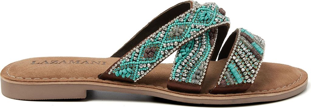 Lazamani Charlie Damen-Pantoletten Aqua Größe 38