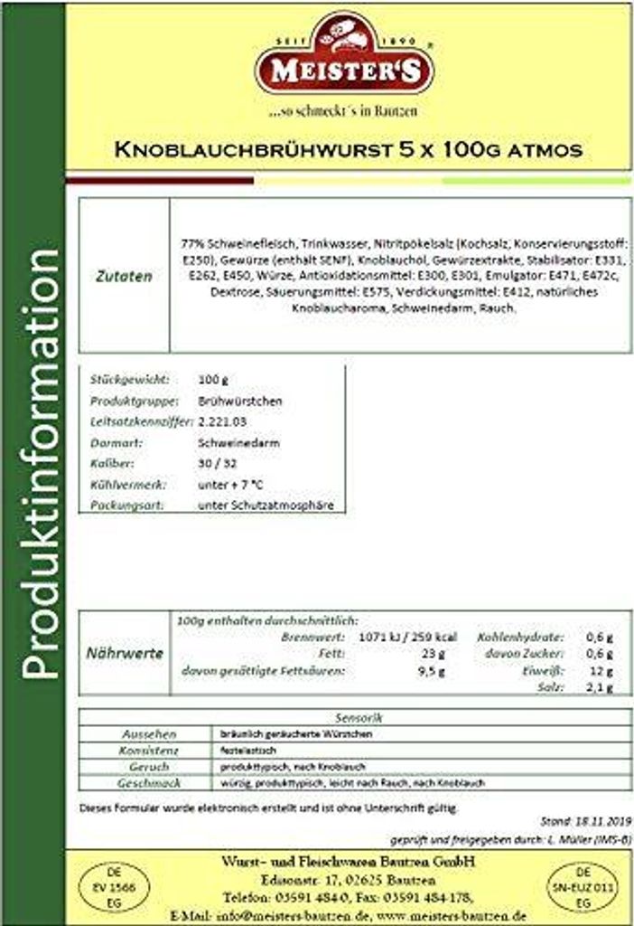 Knoblauchwurst | Knoblauchbrühwurst | Bockwurst | Würstchen Produktbild 3
