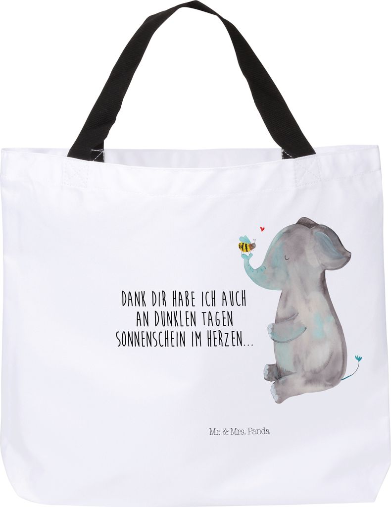 Mr. & Mrs. Panda Reisetasche Elefant Biene - Weiß - Geschenk, Beutel, Jahrestag, Gute Laune, Tote Bag, Liebe, Tasche, Laptoptasche, Liebesspruch, ...
