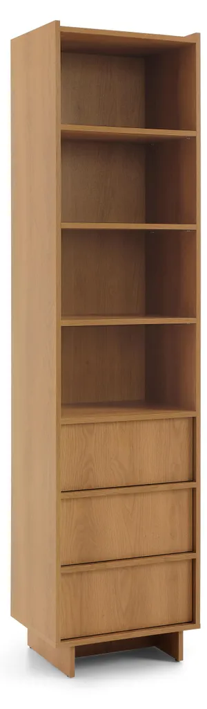 Bibliothèque haute chêne caramel 201 cm avec 5 étagères modulables