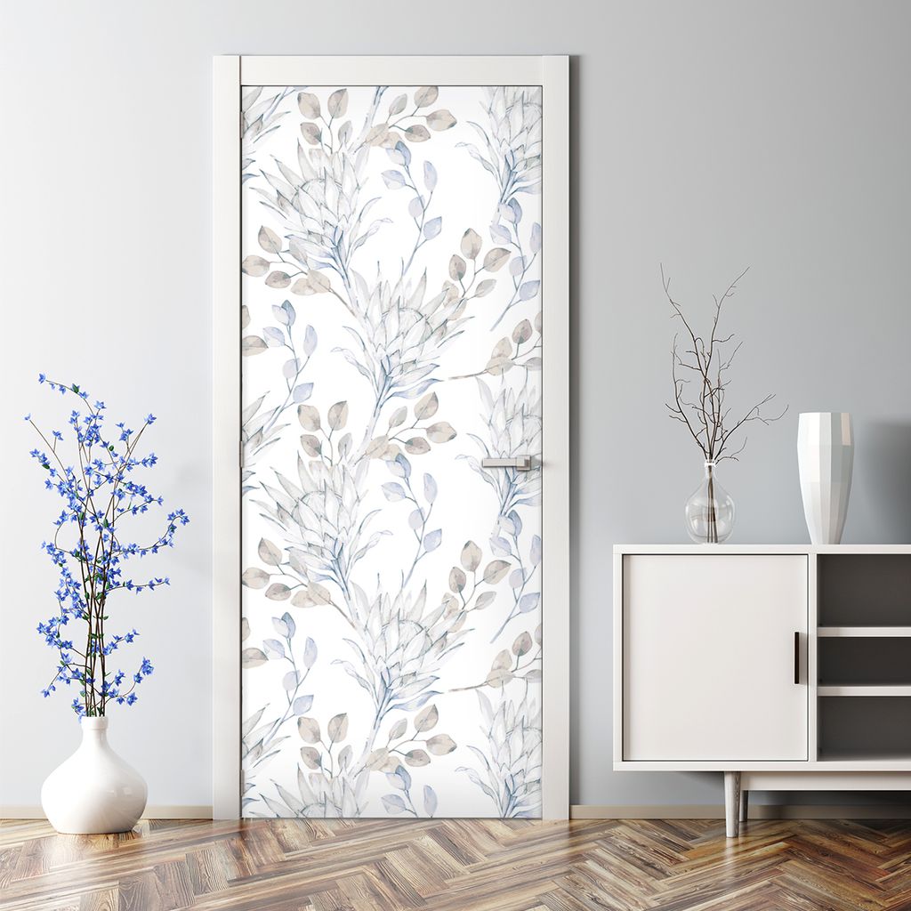 Dekorative Klebefolie selbstklebend Tapete Türposter dekoration Aquarell Blumen 85 x 200 cm