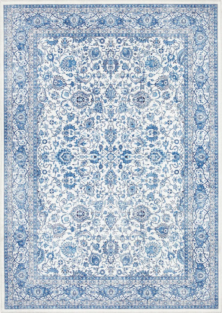 Tapis de salon design Elle Decoration Imagination Keshan Mashad Bleu