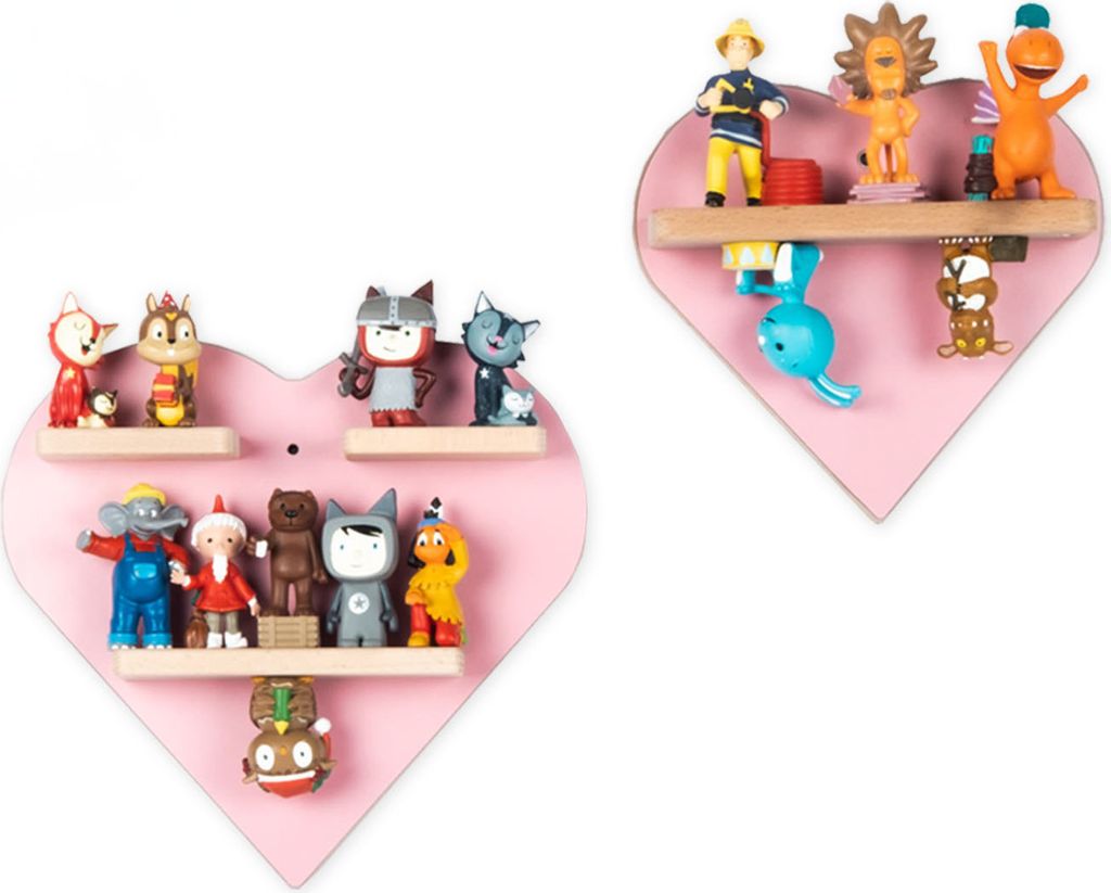 BOARTI Kinderregal Herz | hängend für Tonie Figuren | platzsparendes Regal | Maße: H. 27 x B. 44 x T. 5 cm | Wandregal für Figuren Aufbewahrung...