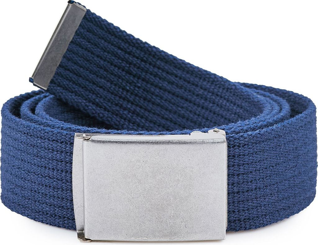Ladeheid Herren Gürtel Stoffgürtel P10(Navyblau-Silber, 120 cm (Gesamtlänge 130 cm))