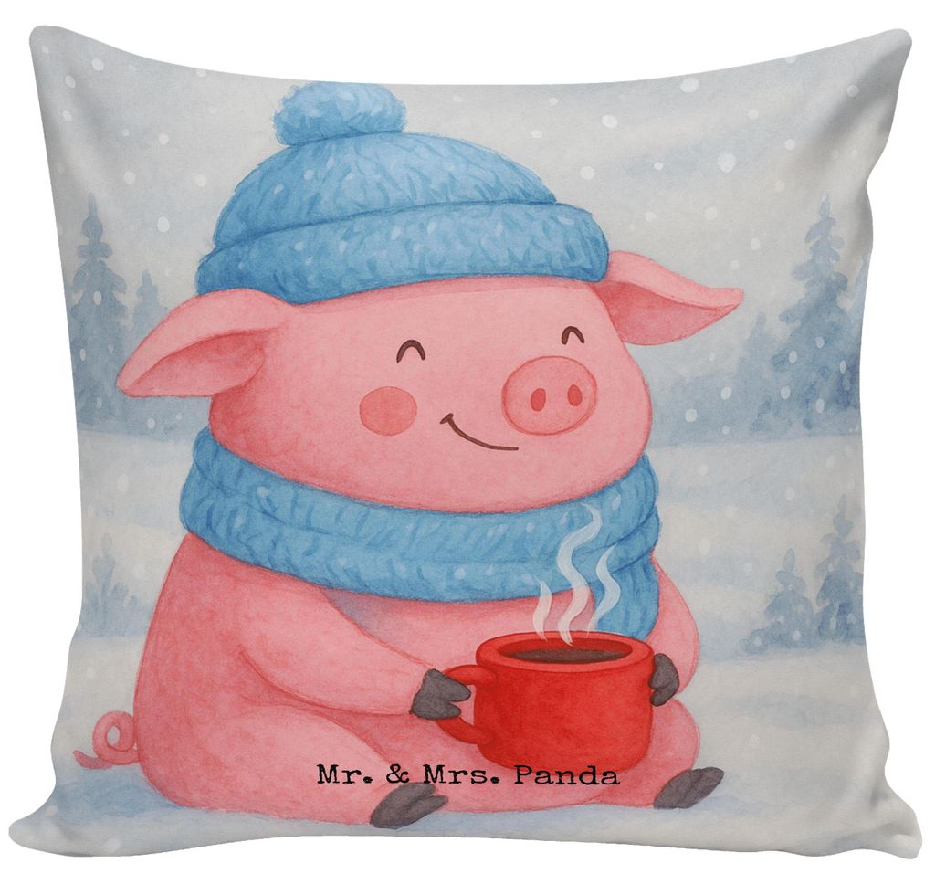 Mr. & Mrs. Panda kuschelkissen 40x40 Schweinchen Glühwein Design - Weiß - Geschenk, Betrunken, Weihnachten, Dekokissen, Deko Kissen, Spruch, Weih...