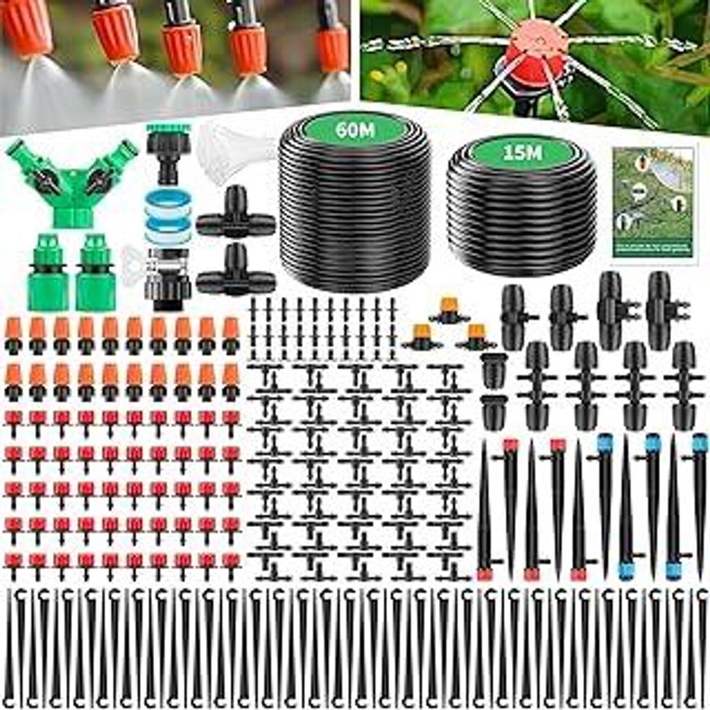 Forever Speed BewässerungsSystem 315PCS Garten Bewässerung Kit, 60M+15M Bewässerungsrohre, Tröpfchenbewässerung Sprühbewässerung Kühlsystem...