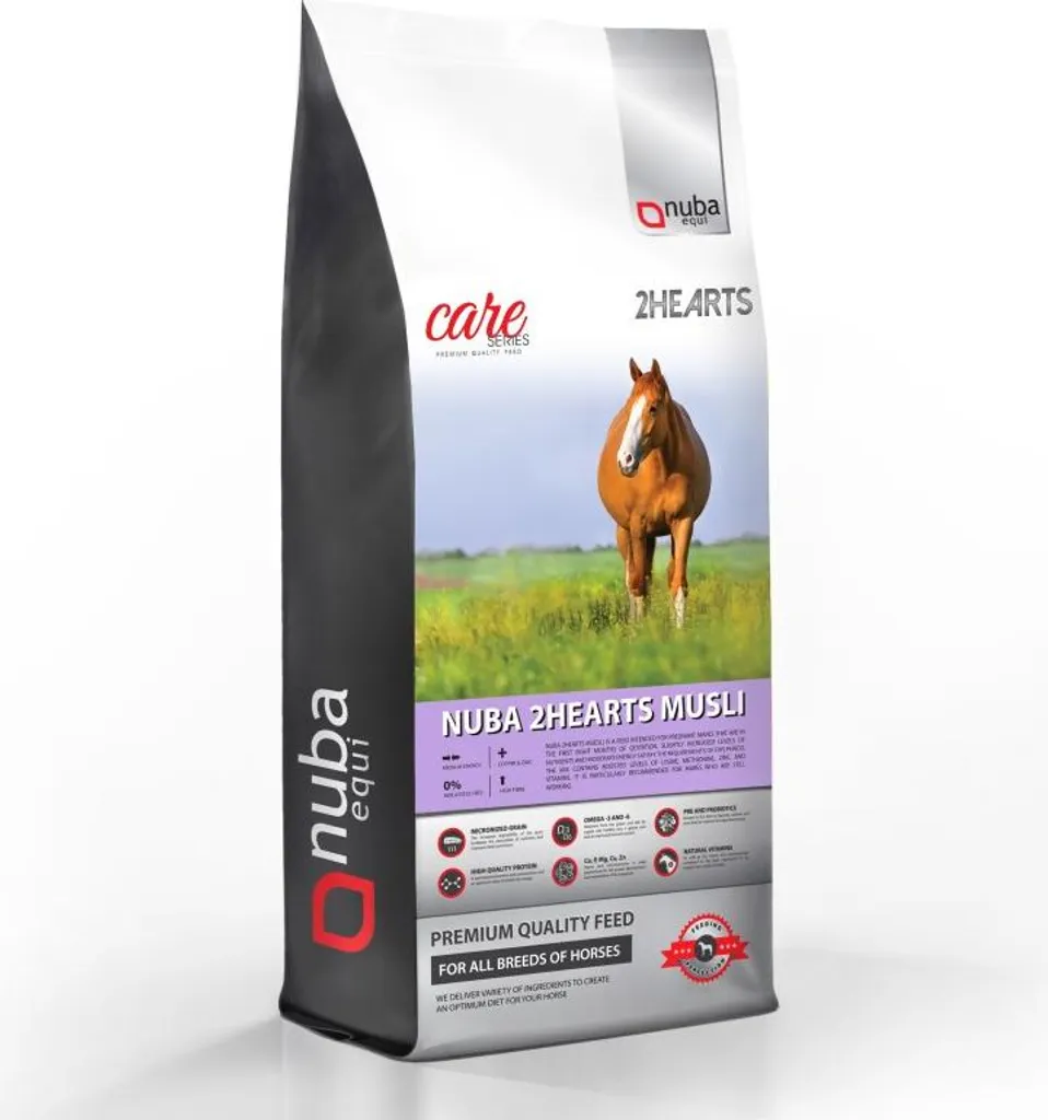 Aliment Chevaux Jument Gestante Nuba 2Hearts Musli Pauvre en Amidon 20kg