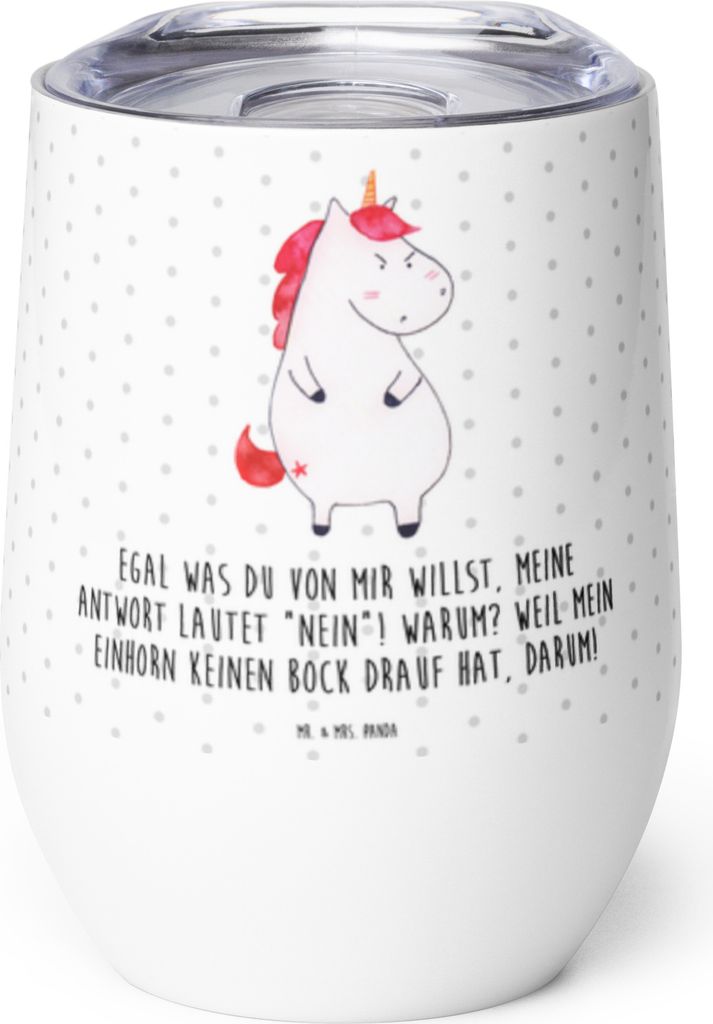 Mr. & Mrs. Panda Thermo Becher Einhorn Wut - Weiß - Geschenk, thermosbecher, Spaß, kaffee tasse, Isolierbecher, Einhörner, Dumme Fragen, Unicorn...