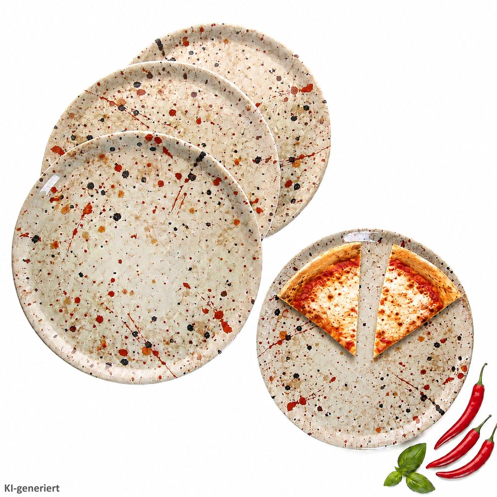 4 piatti per pizza Granito, diametro 31,5 cm, piatti XL per Immagine del prodotto 