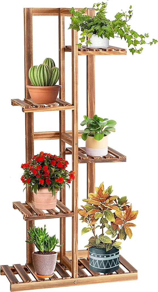 Support Étagère à Fleurs en Bois à 5 Niveaux, Échelle Plante Extérieur