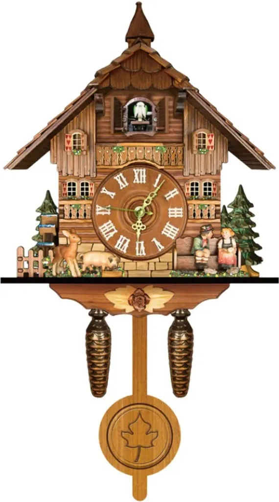Horloge coucou murale précise et silencieuse en bois pour salon et chambre