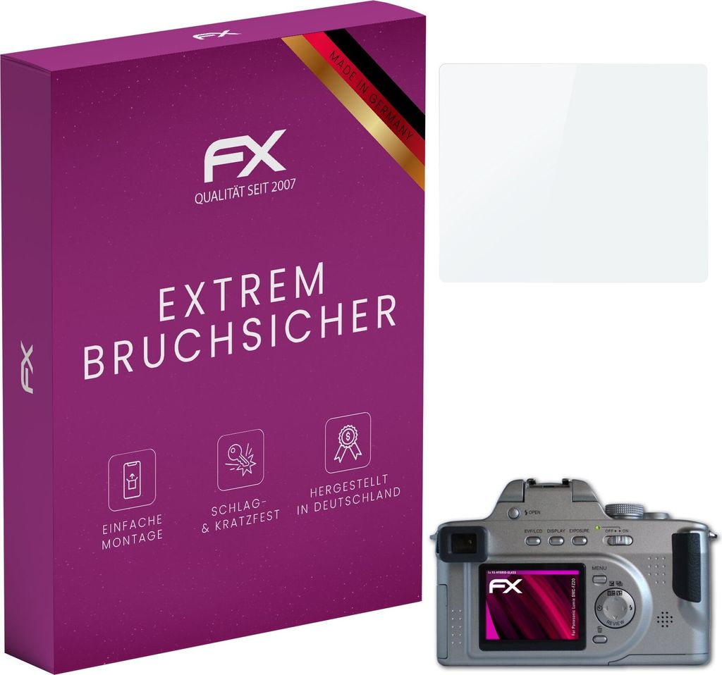 atFoliX FX-Hybrid-Glass Displayfolie kompatibel mit Panasonic Lumix DMC-FZ20 Glasfolie