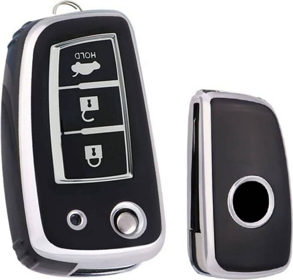 Dutch Shield - TPU Autoschlüssel Hülle für das Nissan Schlüssel - Schutzhülle Schlüsselhülle Cover B3B Schwarz, Chrom
