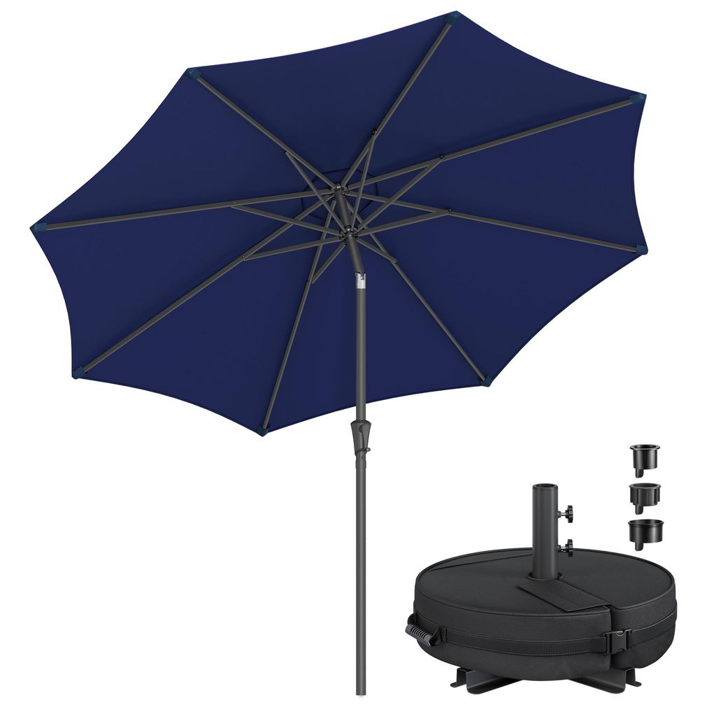 SONGMICS Terrassenschirm 300 cm, UV-Schutz UPF 50+, Sonnenschirm klappbar mit Kurbel, für Balkon, Pool, ohne Ständer, blau