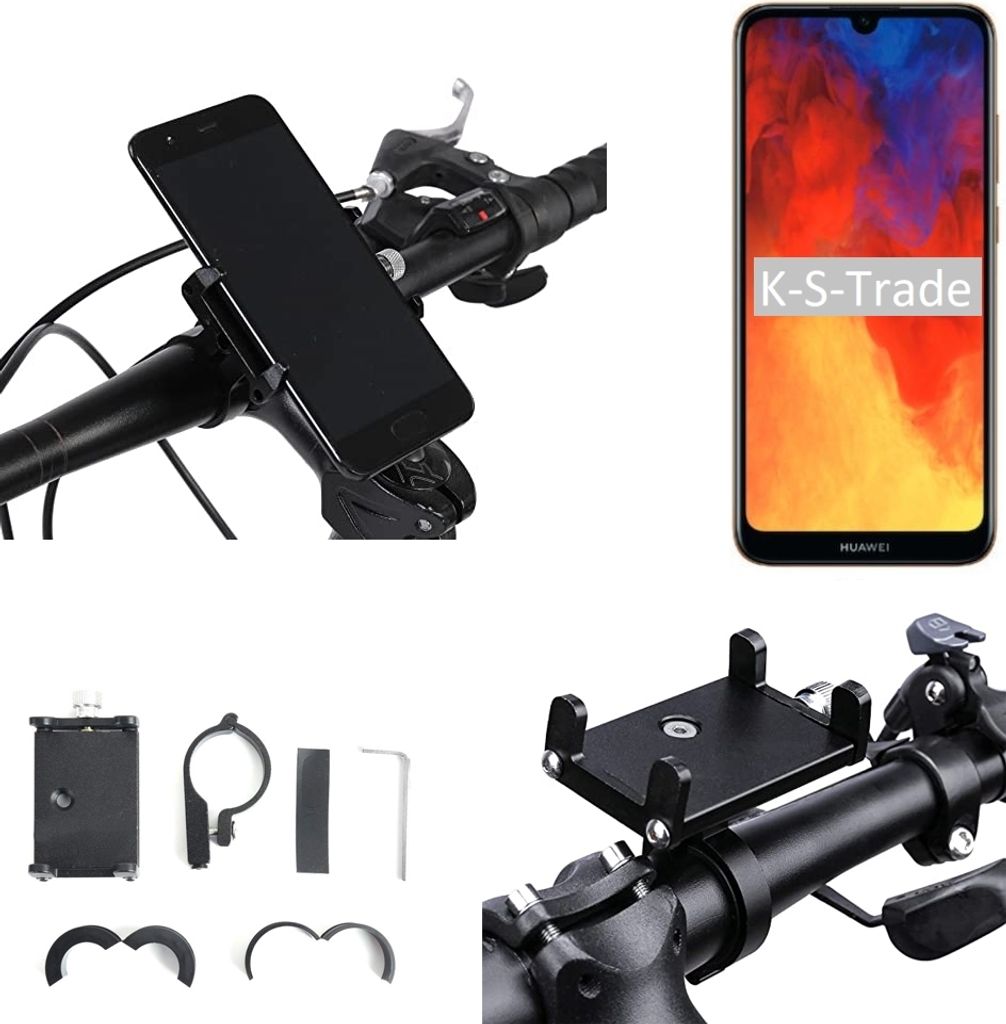 K-S-Trade Handyhalterung für das Fahrrad kompatibel mit Huawei Y6 (2019) Halter Lenkstange Fahrradhalterung Motorrad Bike Mount Befestigung