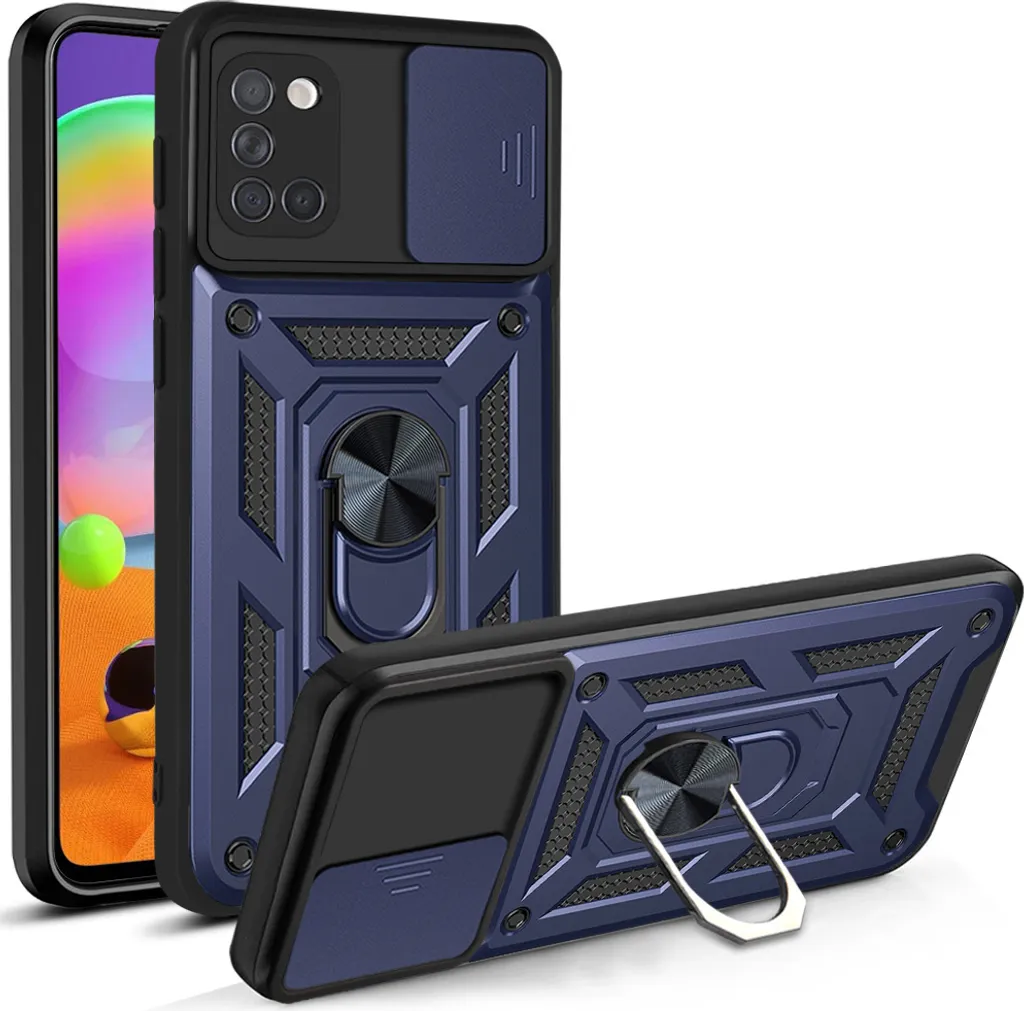 Cover Samsung A31 Antiurto Blu - Custodia TPU con Anello Magnetico