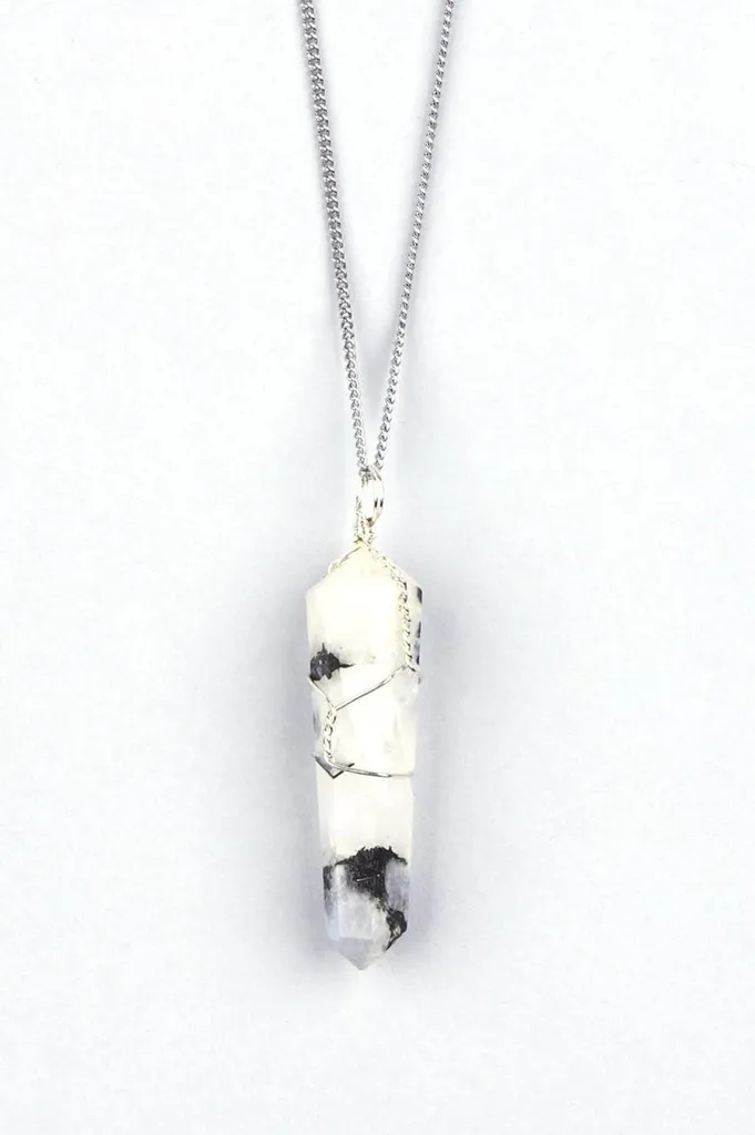 Collier pierre de lune pour femme, accessoire bohème en cristal naturel 50cm