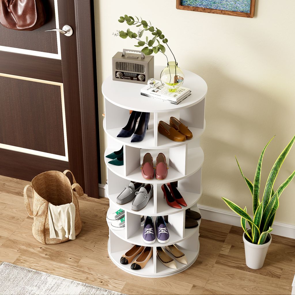 Merax 360° Drehbares Schuhregal mit 5 Ebenen, Schuhschrank