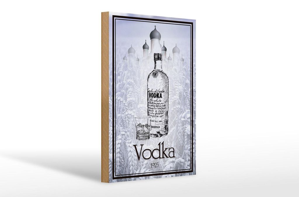 Holzschild Alkohol 20x30cm 1925 Vodka imported