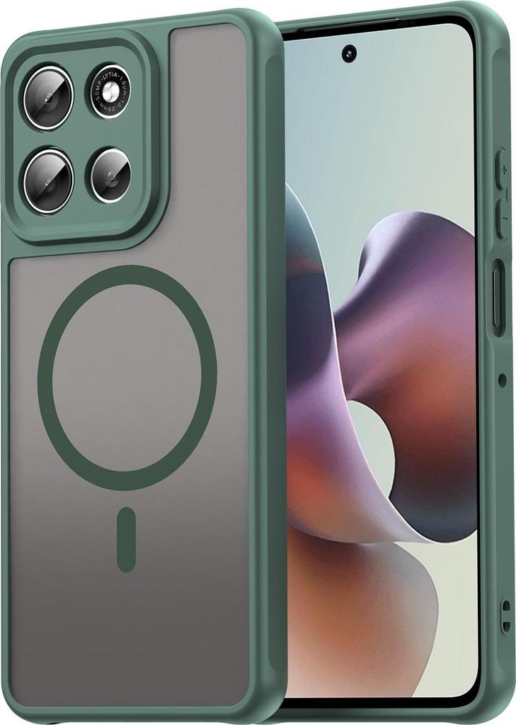 MagSafe Hülle für Motorola Moto G56 - Phonesta AirFrost Semi-Transparent Back Cover - Matt Grün