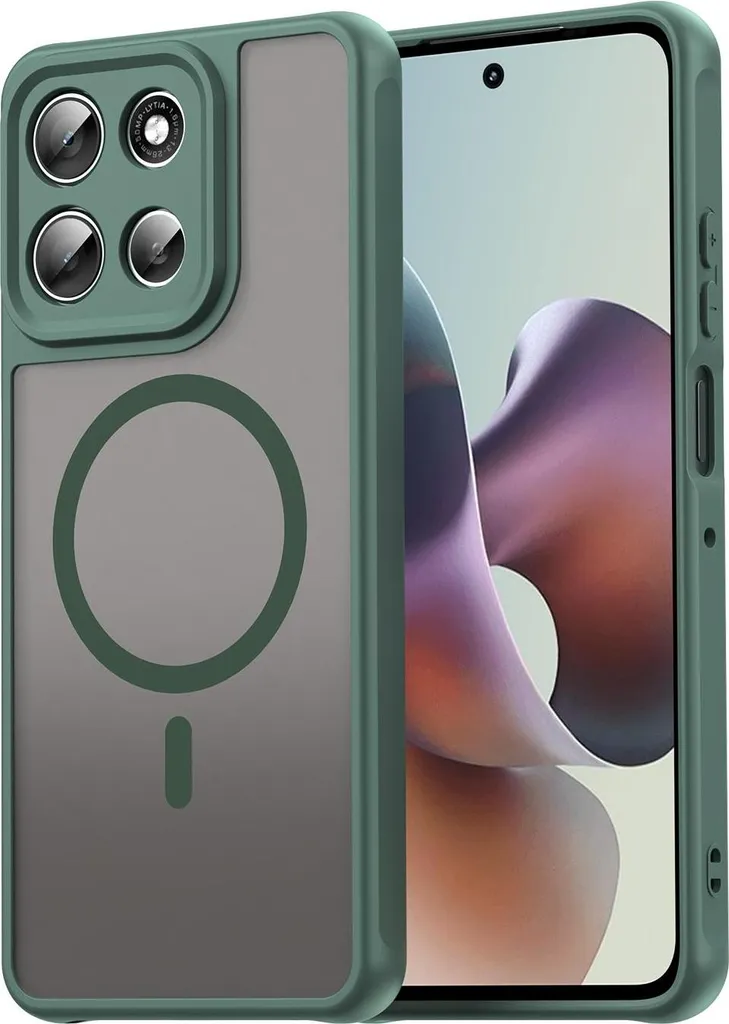 Cover MagSafe Moto G56 Phonesta AirFrost - Protezione Verde Semi-Trasparente