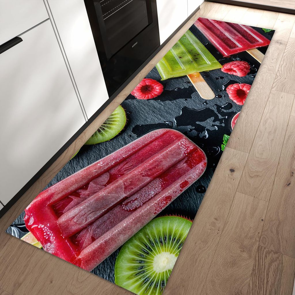 Küchenteppich 80x250cm rutschfest & abwischbar PVC Läufer - Frisches Eis am Stiel