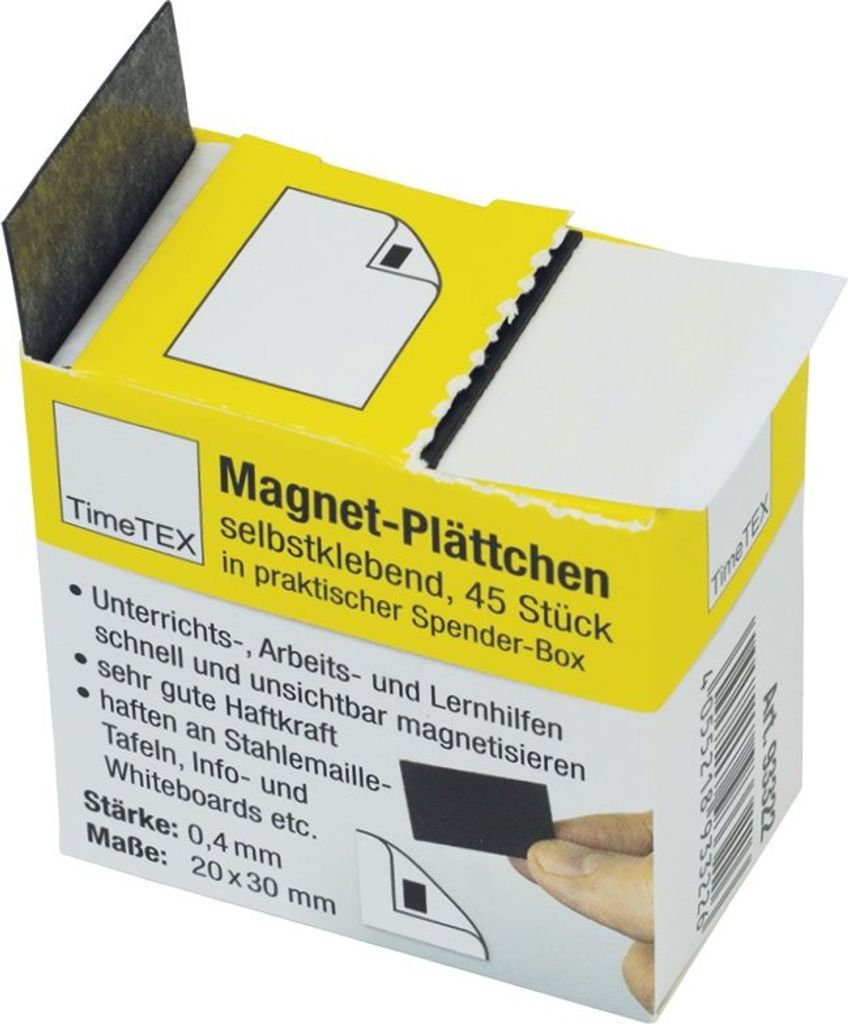 TimeTEX Magnet-Plättchen selbstklebend im Spender, 45 Stück