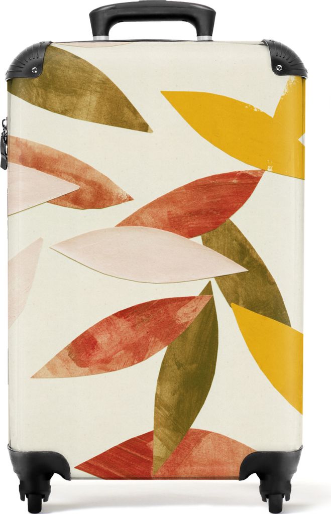 NoBoringSuitcases.com Koffer Handgepäck Trolley Rollkoffer Kleine Reisekoffer mit 4 Rollen - Blätter - Pflanzen - Farben - Pastell - Cabin Size...