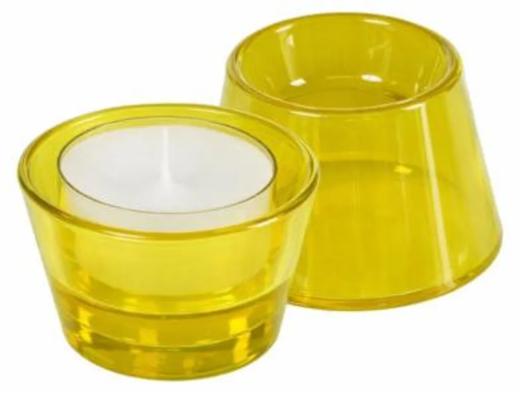 Photophore en verre jaune Spaas 8 cm - Set de 24 supports pour bougies