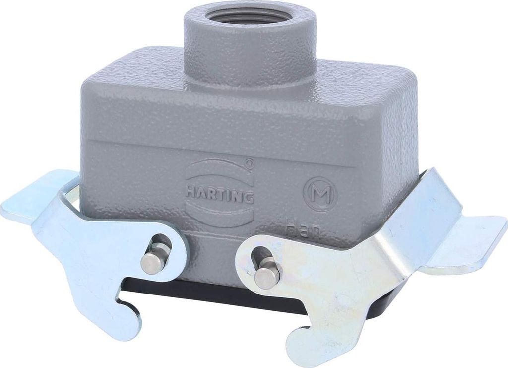 HARTING Han 10B Kupplungsgehäuse niedrig, 1xM20 gerader Kabelabgang, mit 2 Querbügeln Verschraubung M20 Klemmbereich