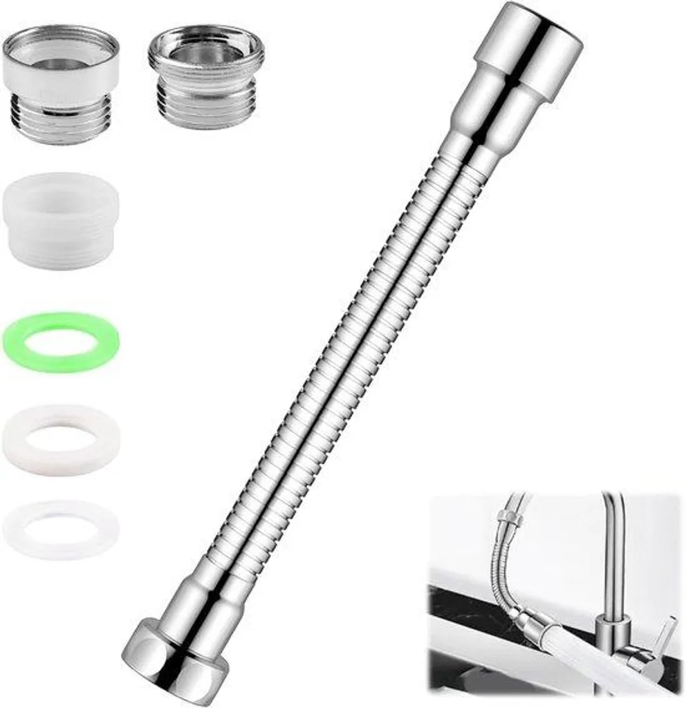 Tuyau flexible anti-fuite RVS 30 cm avec joints pour cuisine et bain