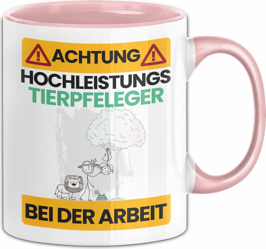 Tierpfleger Tasse Geschenk Lustiger Spruch Geschenkidee für Tierpfleger Achtung Hochleistungs Tierpfleger Bei Der Arbeit (Rosa)
