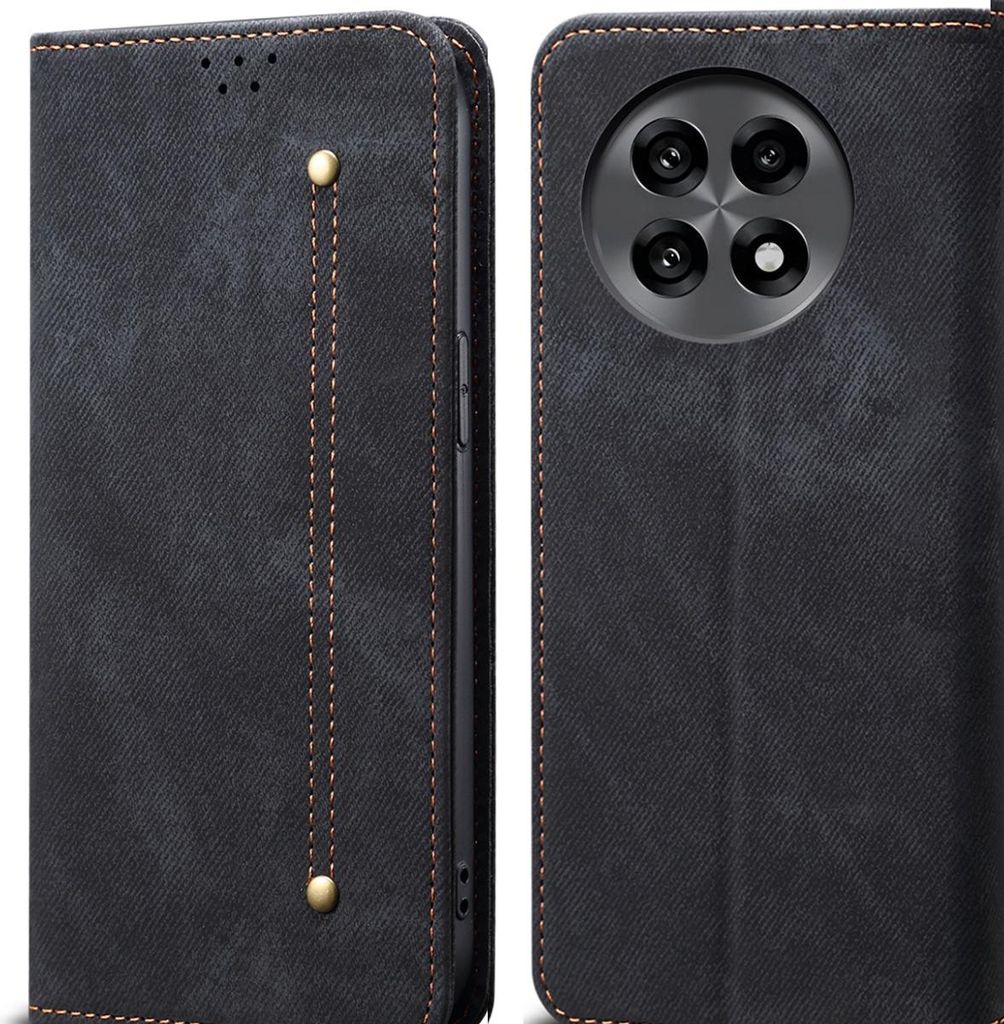 Hülle für OnePlus 13R/OnePlus Ace 5/Ace 5 Pro Leder Brieftasche Flip Bookstyle Schutzhülle mit Standfunktion Schwarz