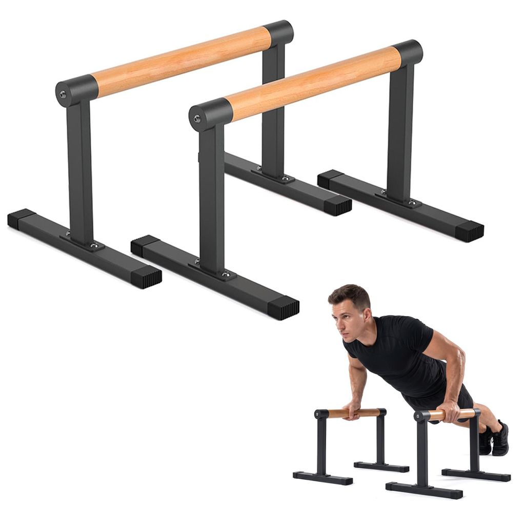 Piralettes Relaxdays Parallettes, Buchenholz & Stahl, bis 120 kg,
