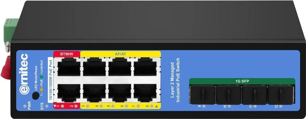 Commutateur Ernitec PoE 8 Ports Gigabit 1000Mbps Alimentation Stable