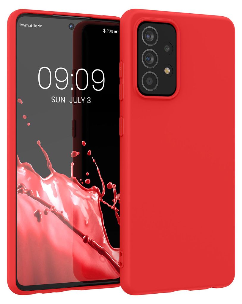 kwmobile Handyhülle für Samsung Galaxy A52 / A52 5G / A52s 5G Hülle - TPU Case - Kabelloses Laden - Schutzhülle Cover in Neon Rot
