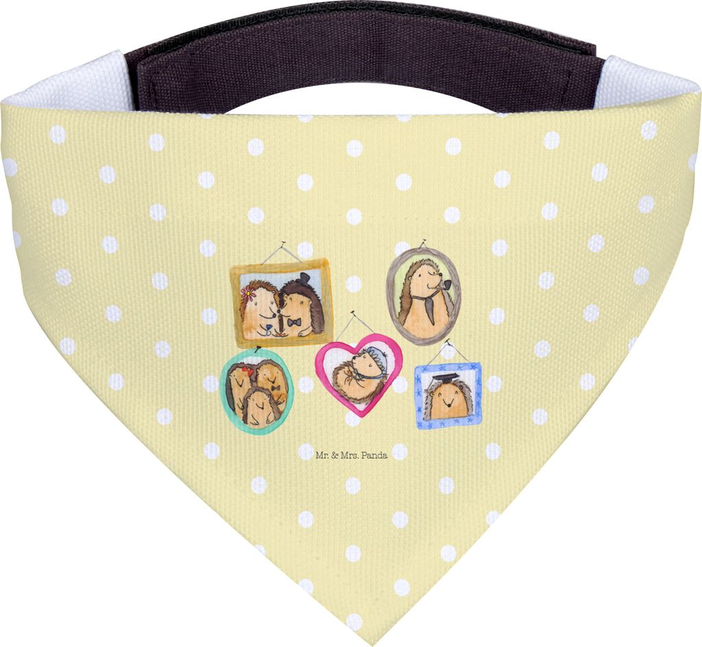 Mr. & Mrs. Panda Hundeschal Igel Familie - Gelb Pastell - Geschenk, Halstuch Für Hunde, Hund, Hundehalstuch, Bilder, Schal, Muttertag