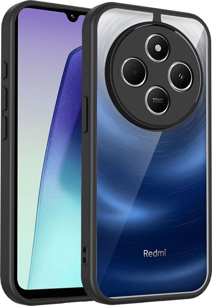 Hülle für Xiaomi Redmi 14C 4G/Redmi A3 Pro/Redmi A4 Transparente Rückseite TPU Bumper Stoßfest Handyhülle Schwarz