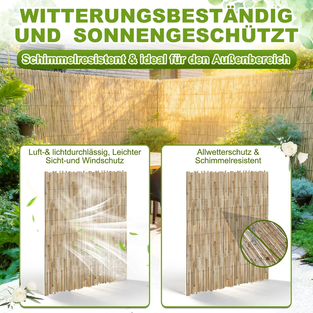 Brise-Vue Roseau Facile à Installer - Solution Intimité Jardin 3m - 4
