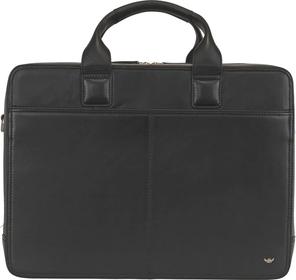 Serviette en cuir noir Golden Head Polo avec compartiment PC portable