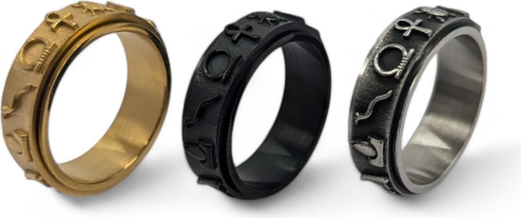 Anti Stress Fidget Ägyptische Symbole Anxiety Ring US 7 Produktbild 
