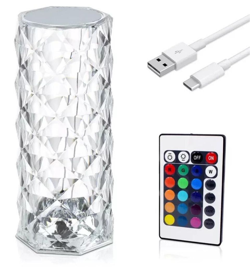 Lampada da tavolo LED in cristallo, 16 colori Immagine del prodotto 