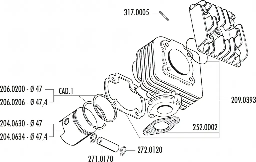 Cylindre Fonte Polini 70cc AC pour TGB Pegasus Sky I RS Suzuki Katana - 3