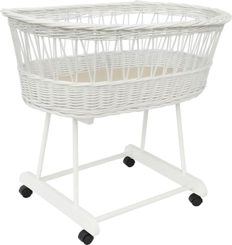 Stubenwagen Weidenkorb Moseskorb weiß Baby Korb Produktbild 