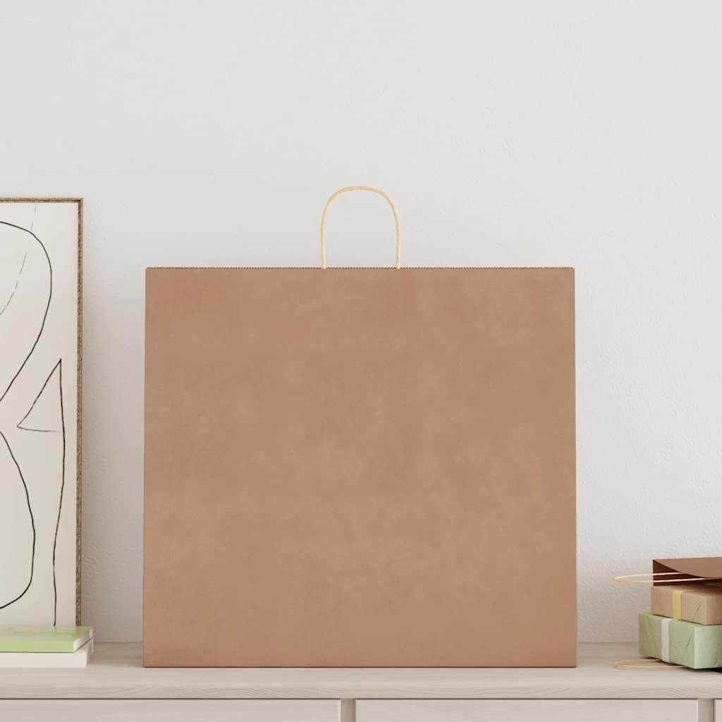 vidaXL Papiertragetaschen 250 Stk. mit Henkeln Braun 54x15x49 cm